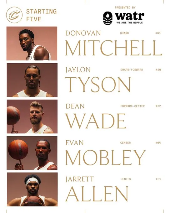 骑士首发：泰森、迪恩-韦德、阿伦、莫布利、米切尔